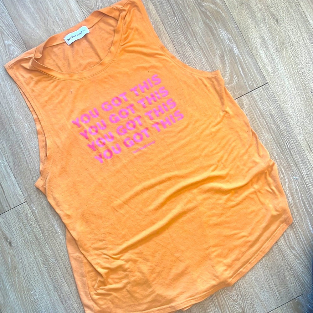 Orange and Pink Burn Boot Camp Muscle Tank Sz XL